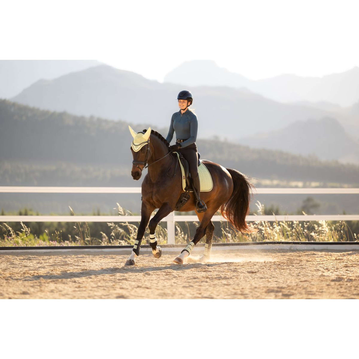 LeMieux Schabracke Suede Square Dressur Macaron