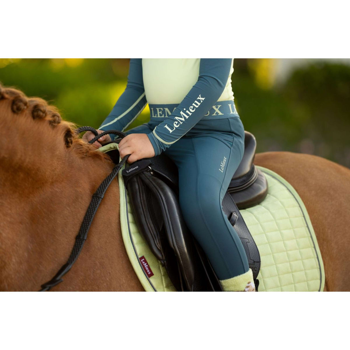LeMieux Schabracke Mini Suede Close Contact Square Springen Macaron
