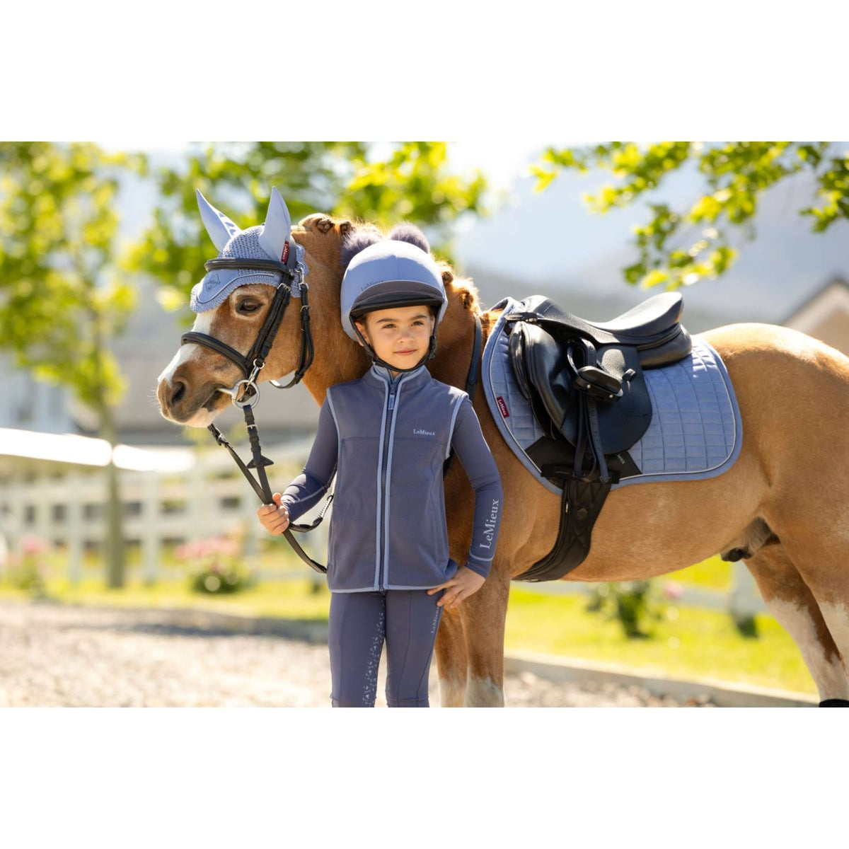 LeMieux Schabracke Mini Suede Close Contact Square Springen Powder Blue