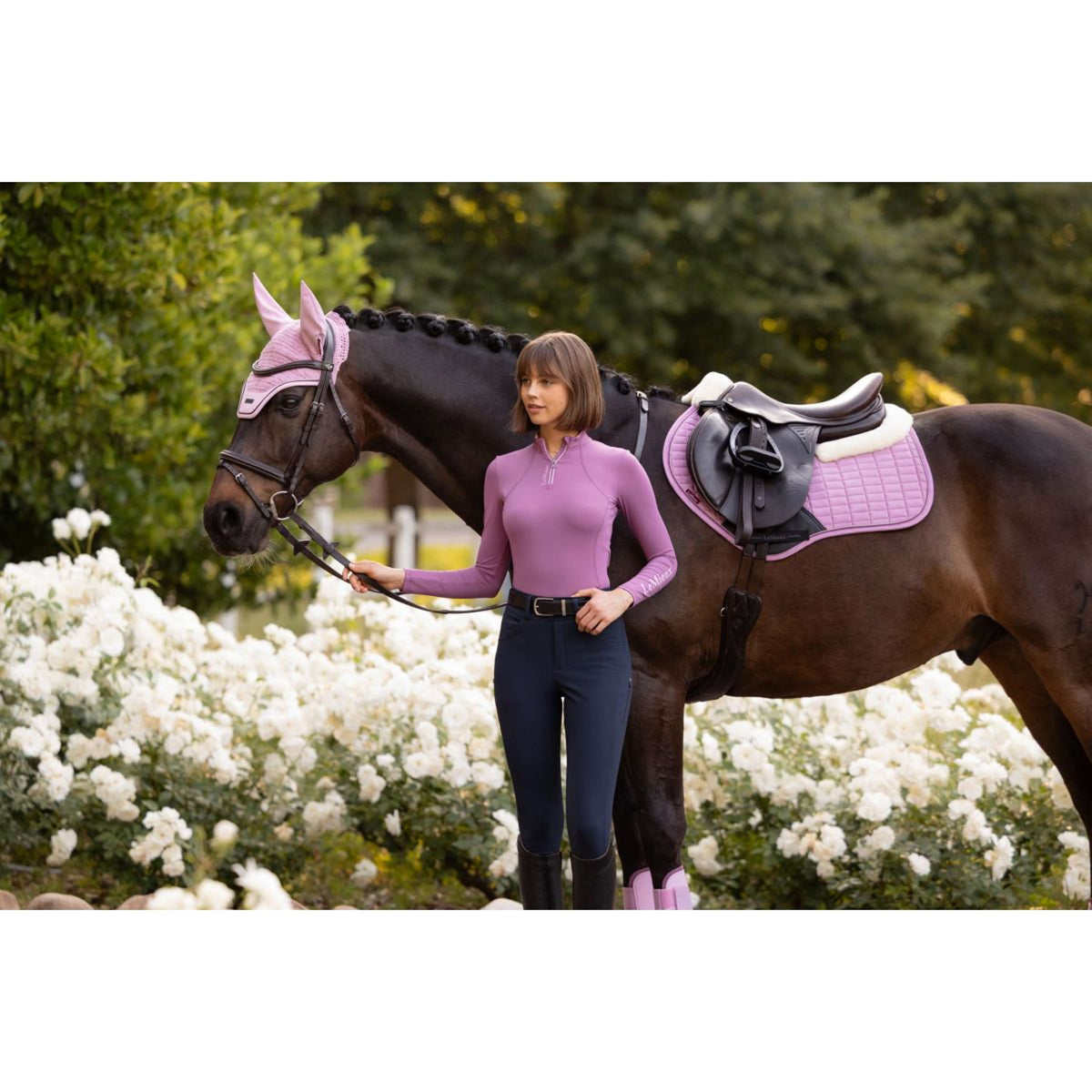 LeMieux Schabracke Merino+ Suede Close Contact Square Springen Fondant