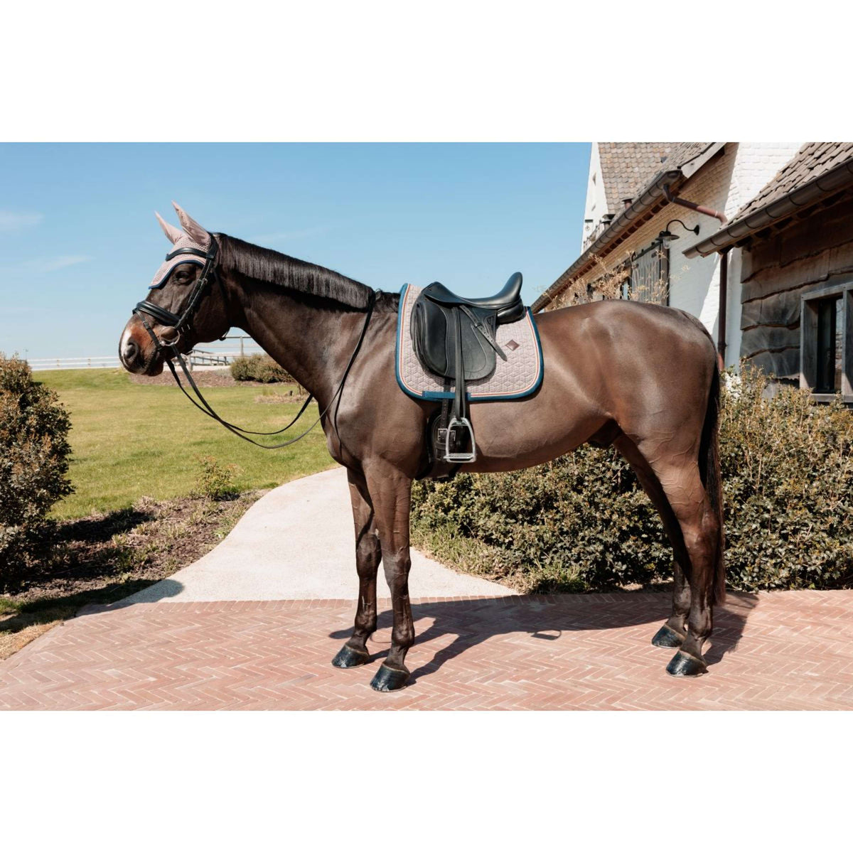 Kentucky Horsewear Fliegenhaube Wellington Pied-de-Poule Bordeaux/Navy
