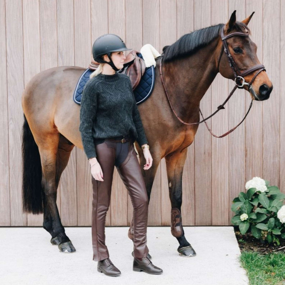 Dyon Lange Chaps aus Leder Standard Braun