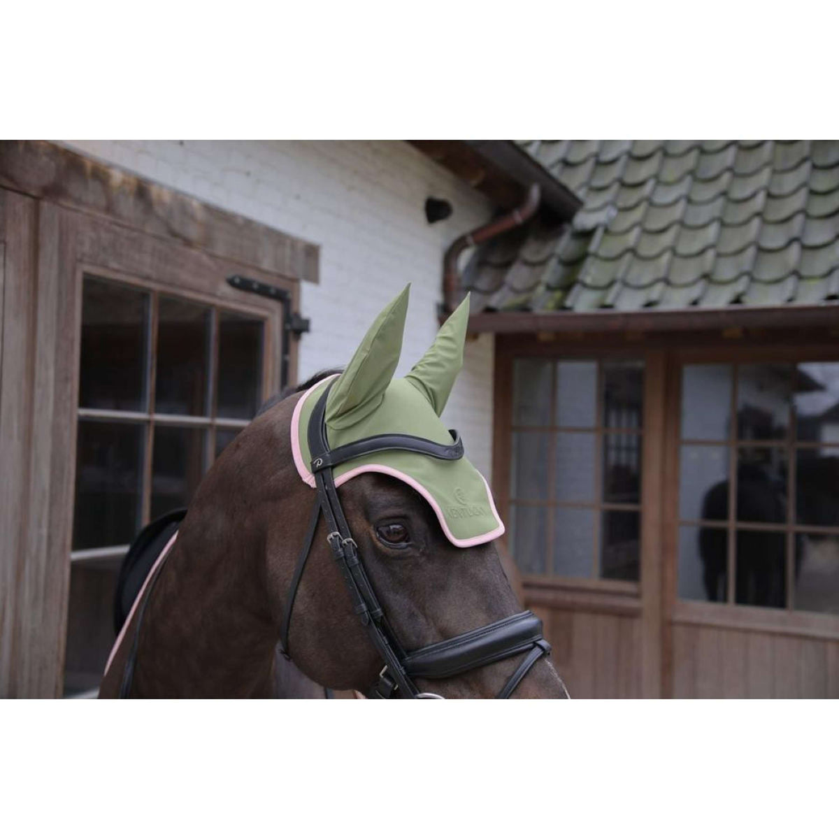 Kentucky Horsewear Fliegenhaube Wellington Softshell Khaki/Altrosa