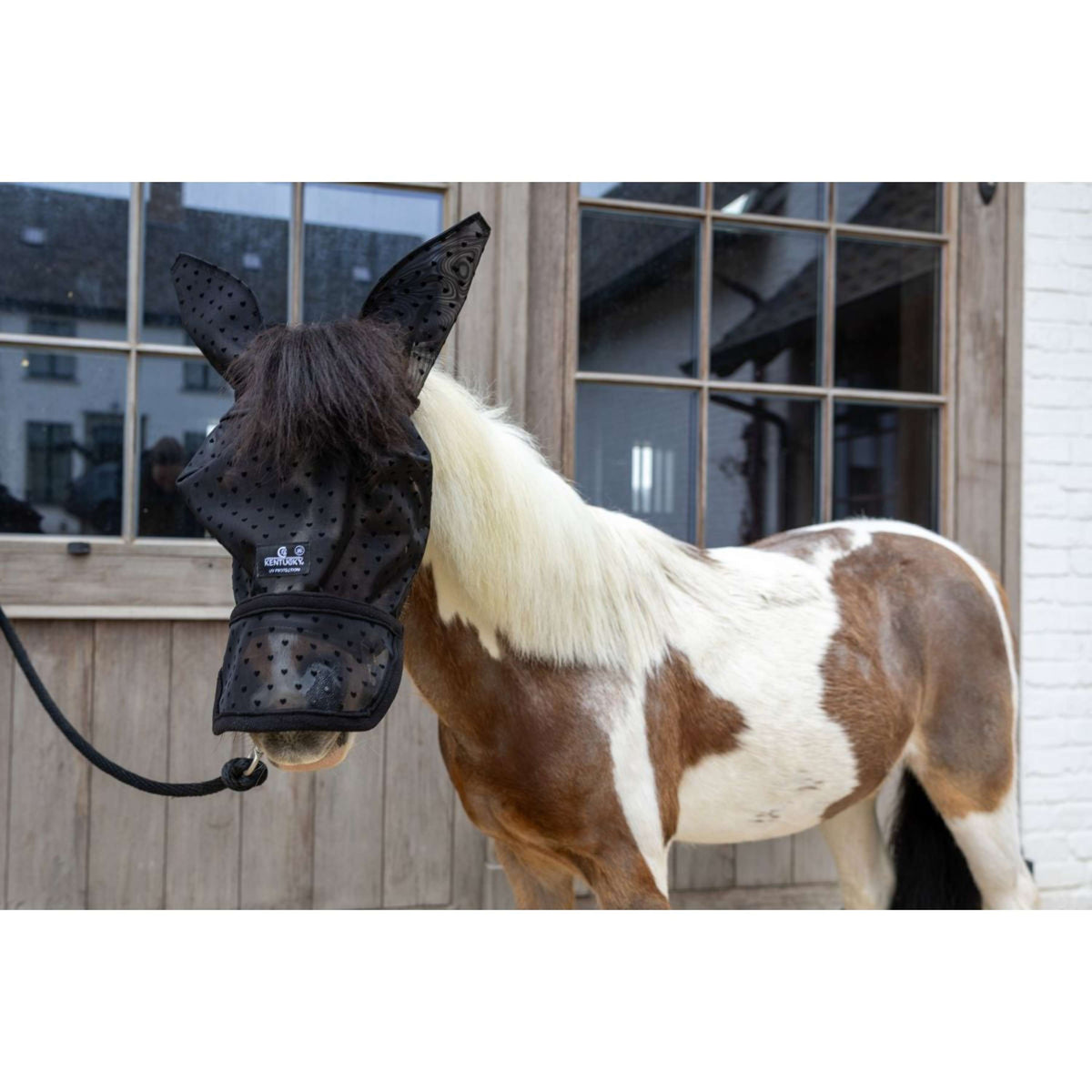 Kentucky Fliegenmaske Heart mit Ohren und Nase Schwarz