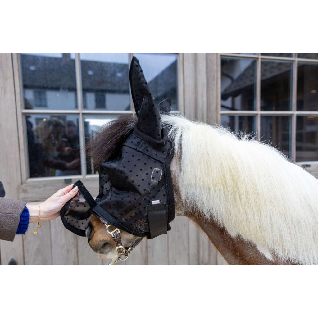 Kentucky Fliegenmaske Heart mit Ohren und Nase Schwarz