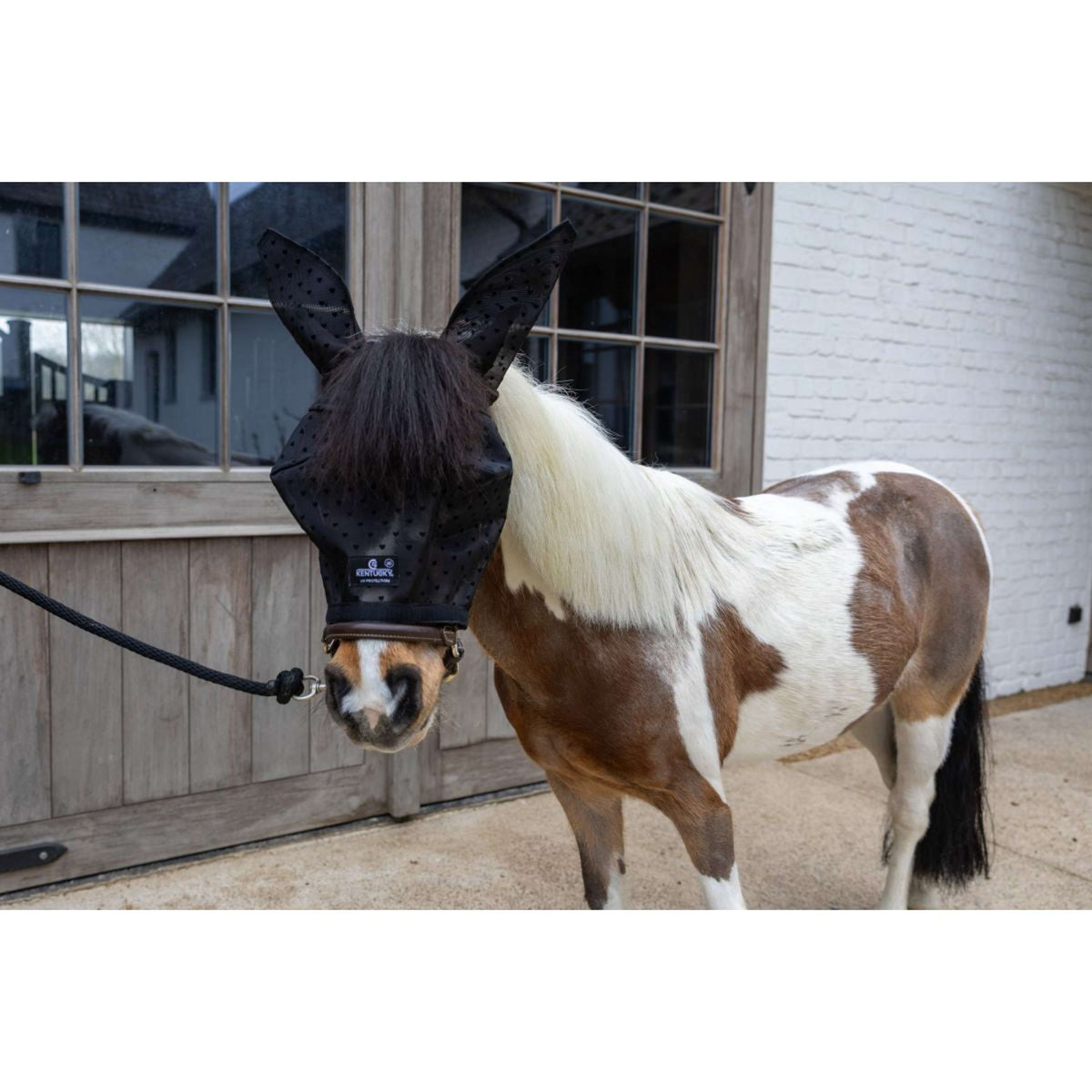 Kentucky Fliegenmaske Heart mit Ohren und Nase Schwarz