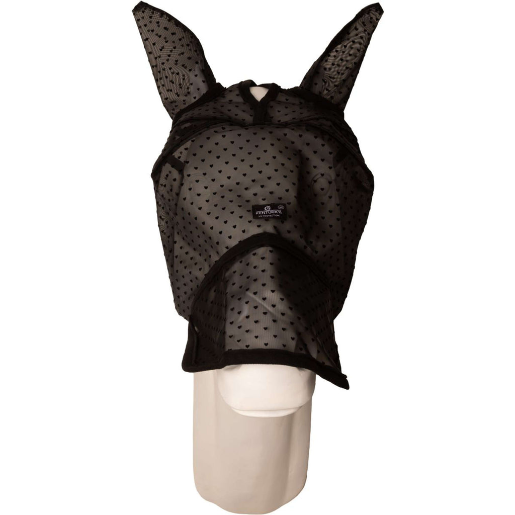 Kentucky Fliegenmaske Heart mit Ohren und Nase Schwarz