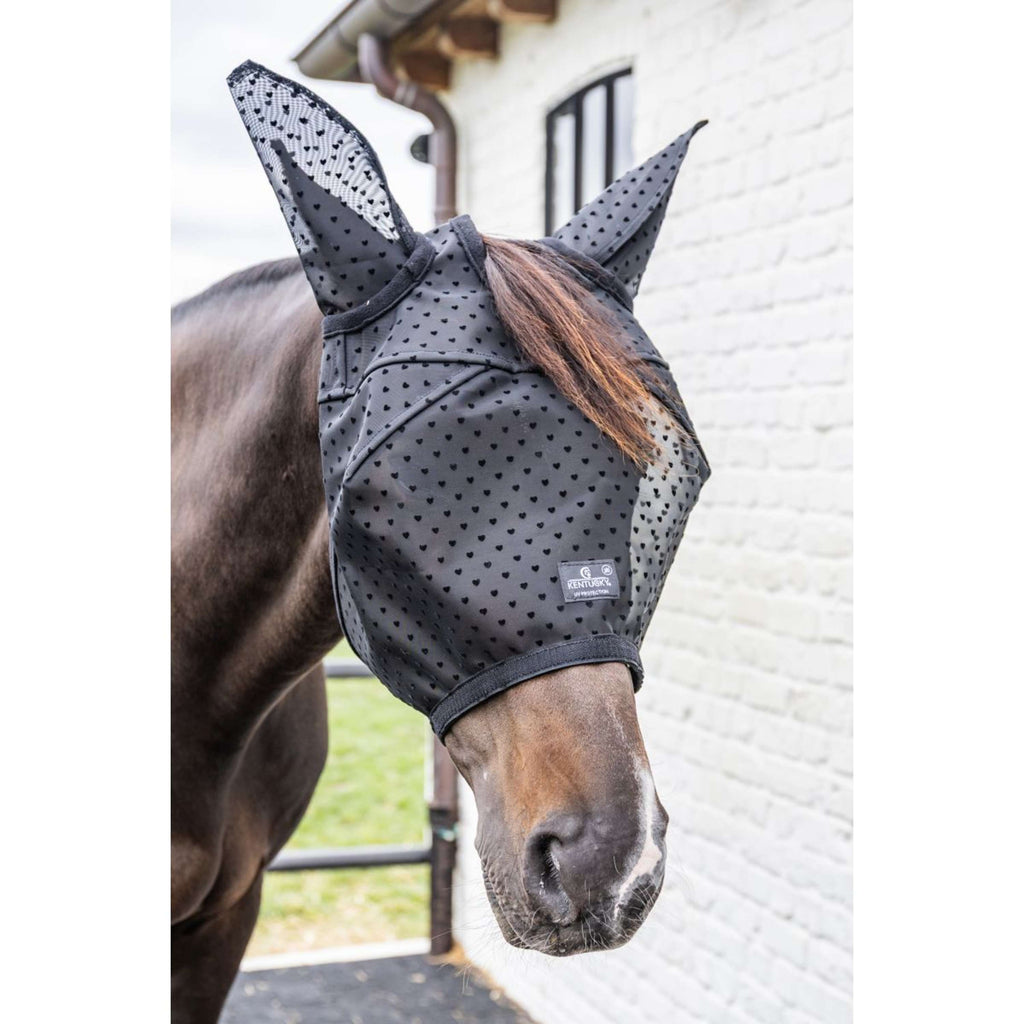 Kentucky Fliegenmaske Heart mit Ohren und Nase Schwarz