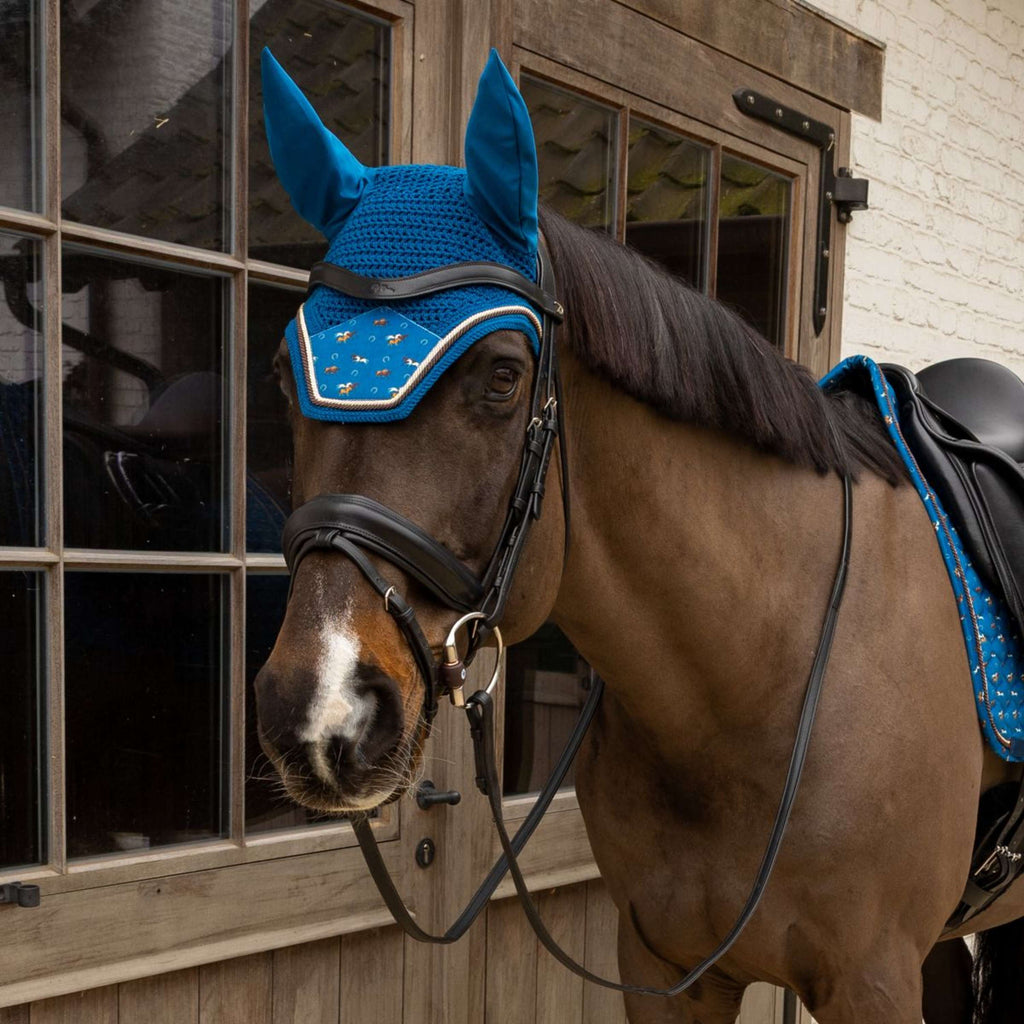 Kentucky Fliegenhaube Wellington Velvet Horse Printing Navy