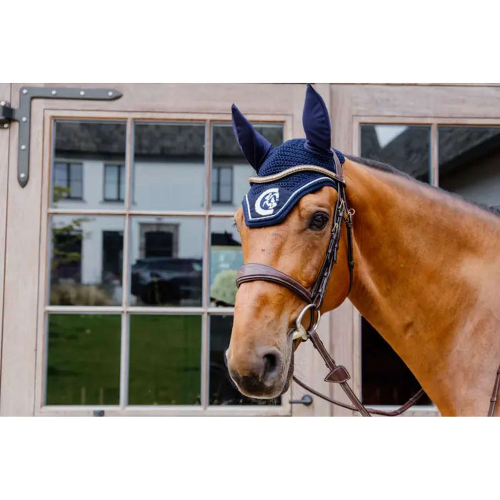 Kentucky Horsewear Fliegenhaube Wellington 3D Logo Navy