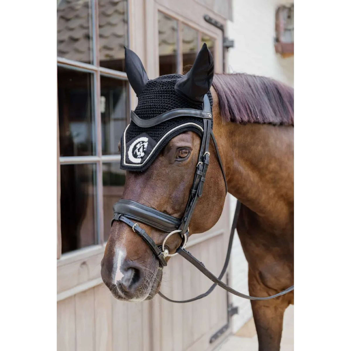 Kentucky Horsewear Fliegenhaube Wellington 3D Logo Schwarz