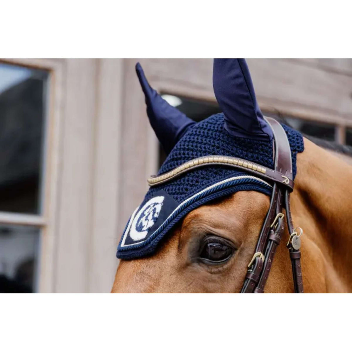 Kentucky Horsewear Fliegenhaube Wellington 3D Logo Navy