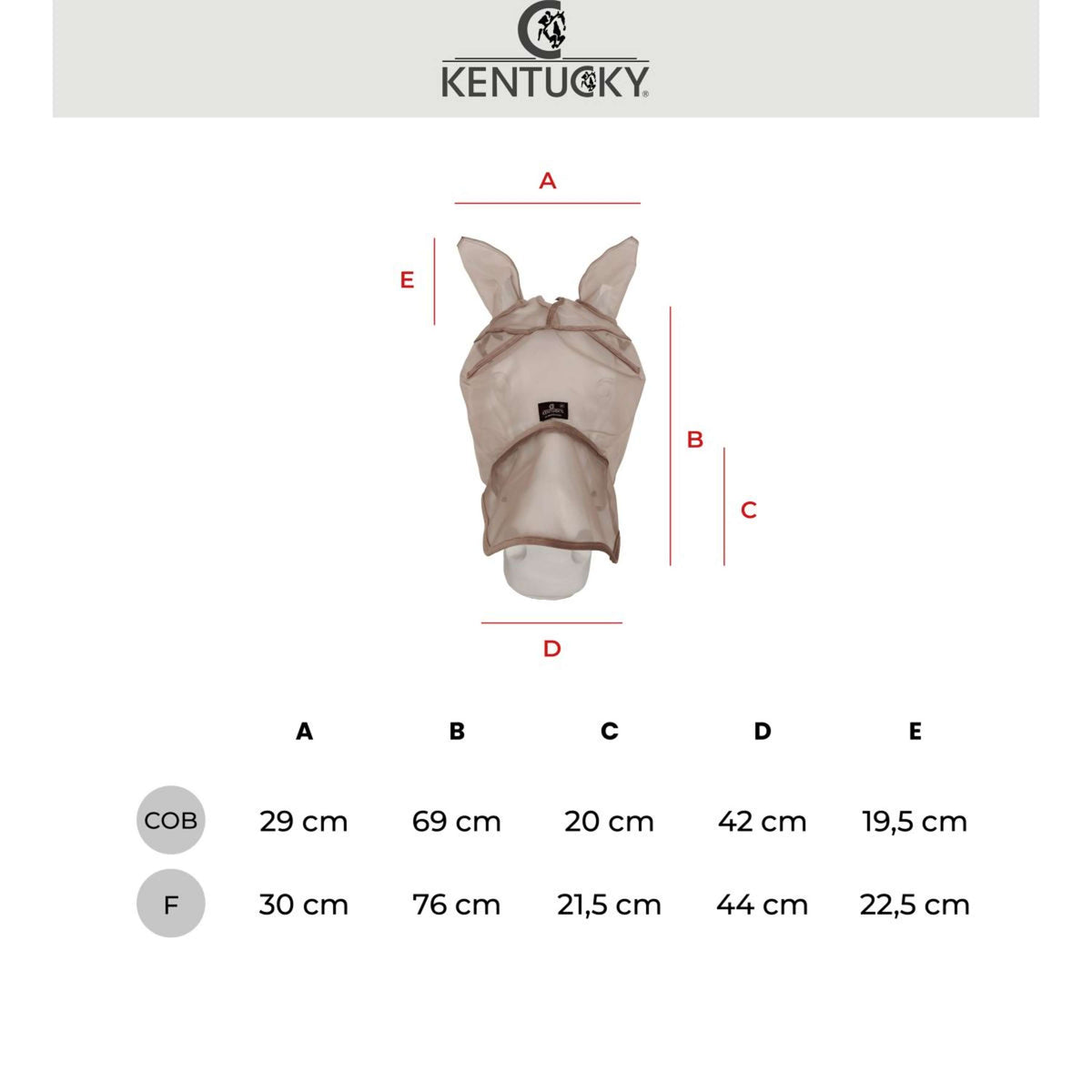 Kentucky Fliegenmaske Heart mit Ohren und Nase Schwarz