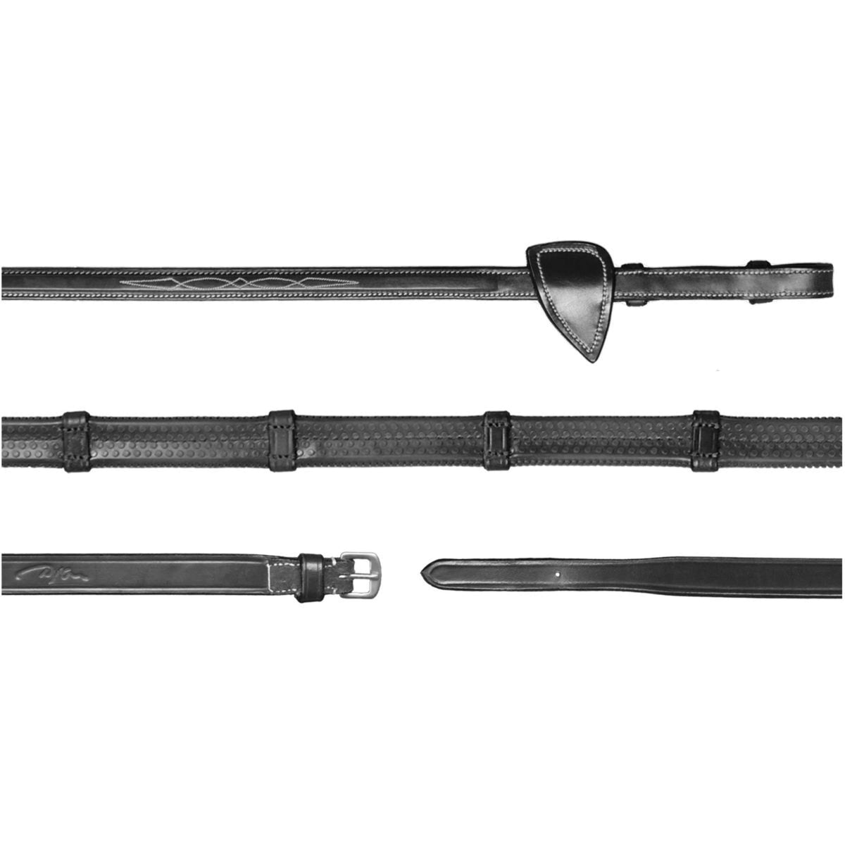 Dyon Zügel 7 Loops US Collection 1/2 Gummi Schwarz