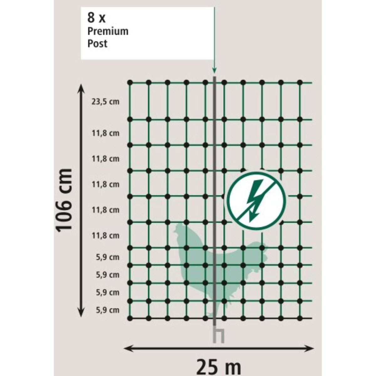 Ako Geflügelnetz Premium Electified Einfacher Pin Grün