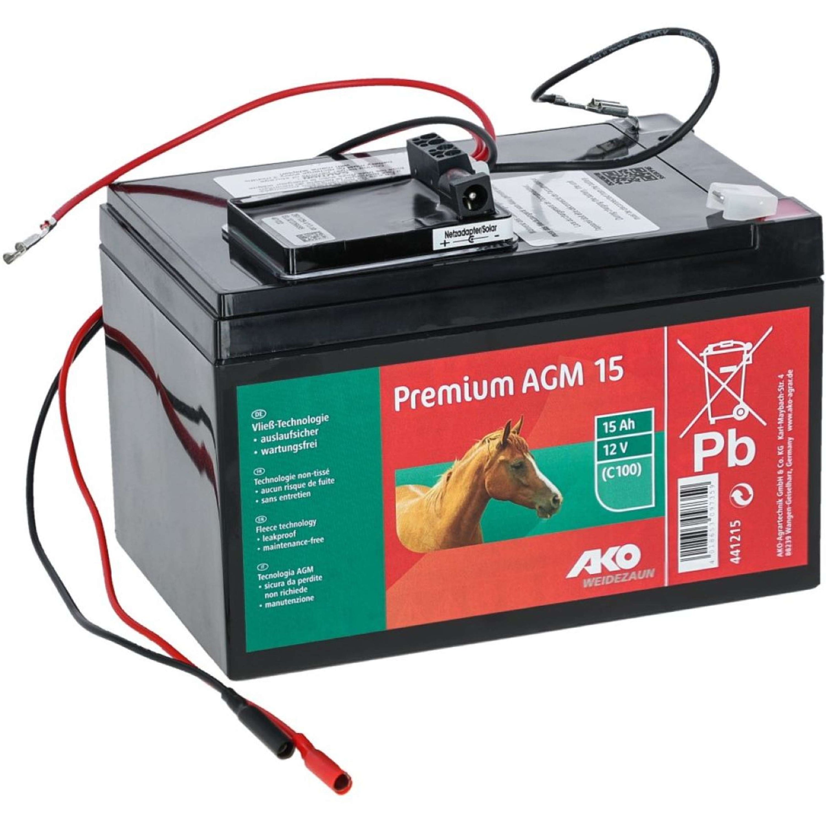 Ako Weidezaun Premium AGM 15 Ah Complete Set Schwarz Ako Weidezaun Premium AGM 15 Ah Complete Set Schwarz