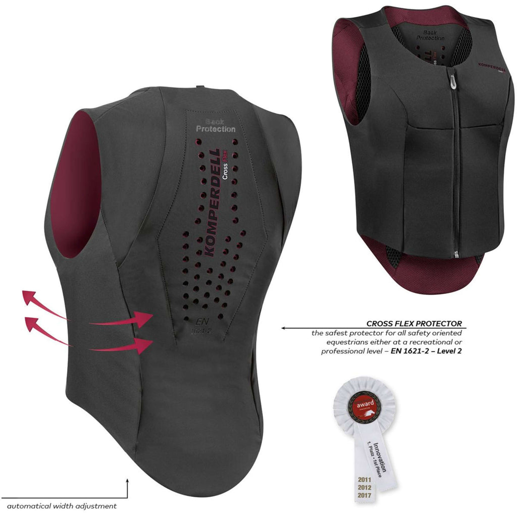 Komperdell Rückenprotector Flexfit Schlank Schwarz/Bordeaux