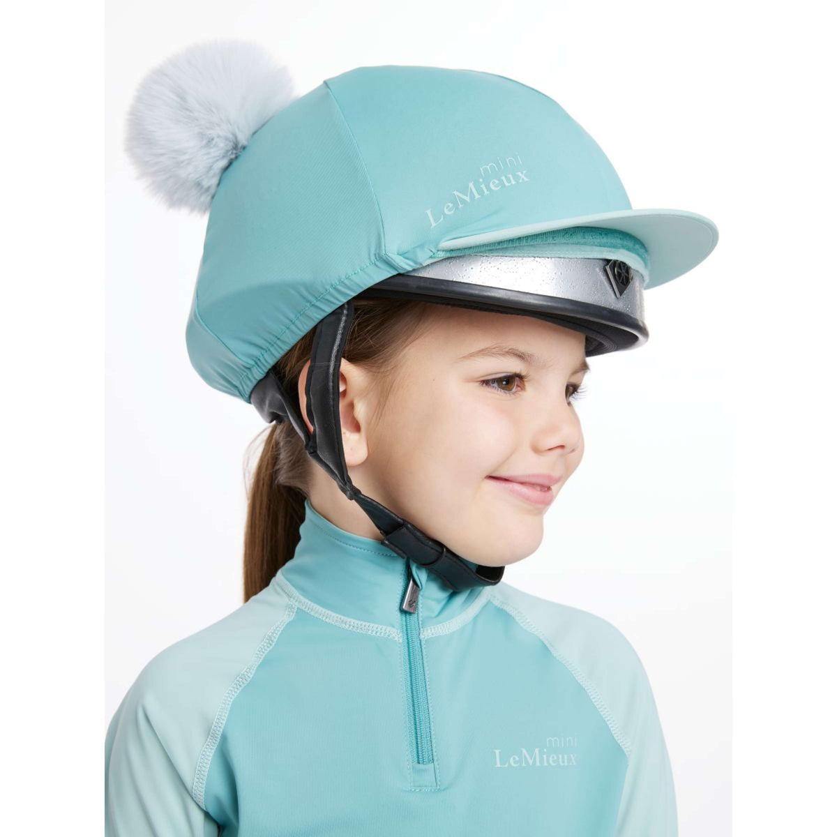 LeMieux Hat Silk Double Pom Kinder Lagoon