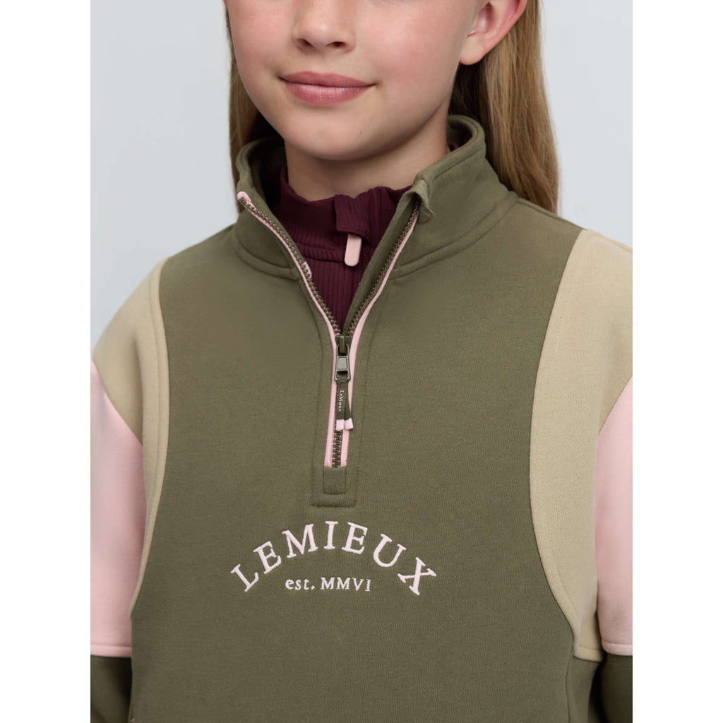 LeMieux Pullover Viola Quarter Zip Kids Willow Green