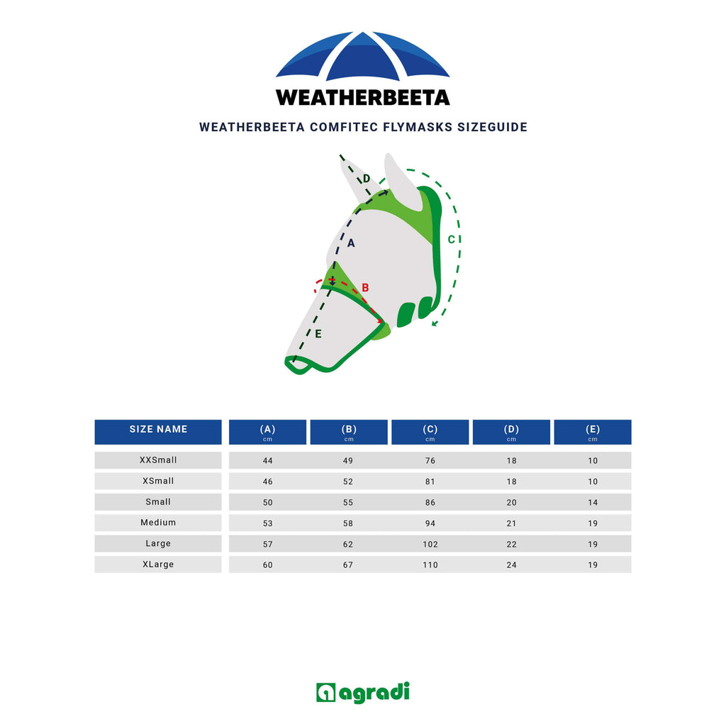 WeatherBeeta Fliegenmaske ComFiTec Durable mit Ohren Grau