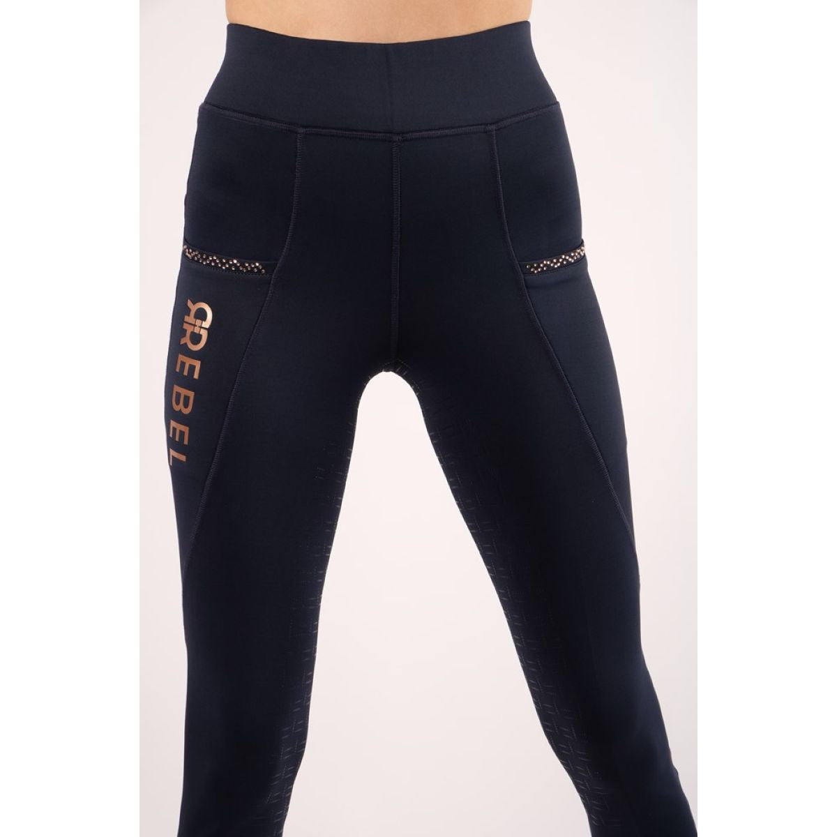 Montar Reitleggings Pull On Rosegold Full Grip Navy