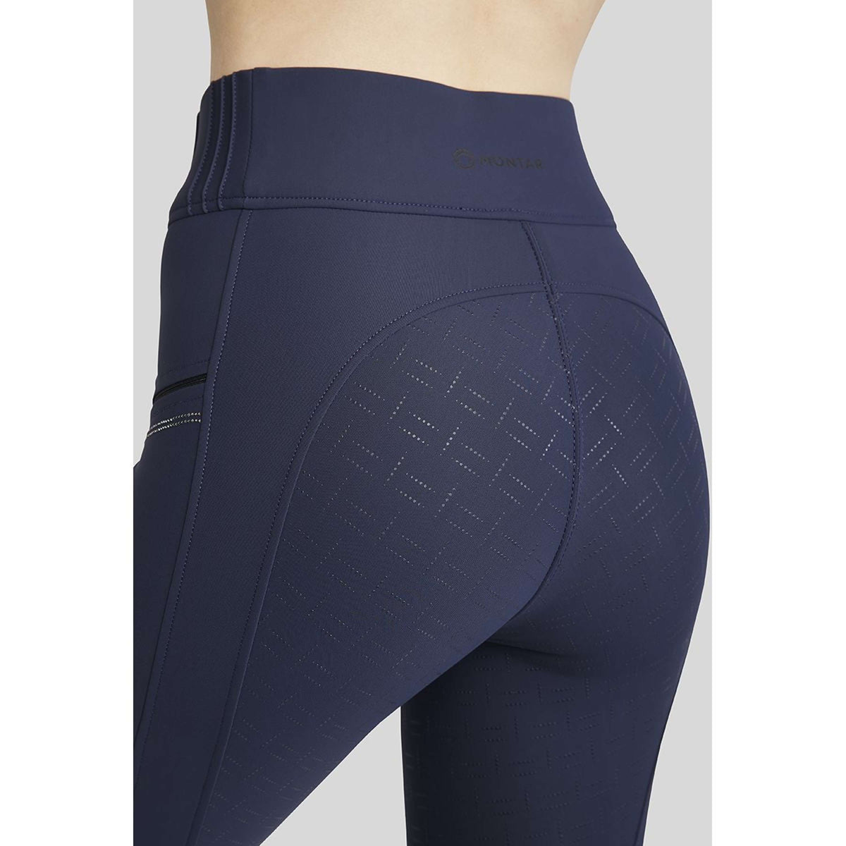 Montar Reitleggings MoRosie Pintucks Crystals Full Grip Dark Navy