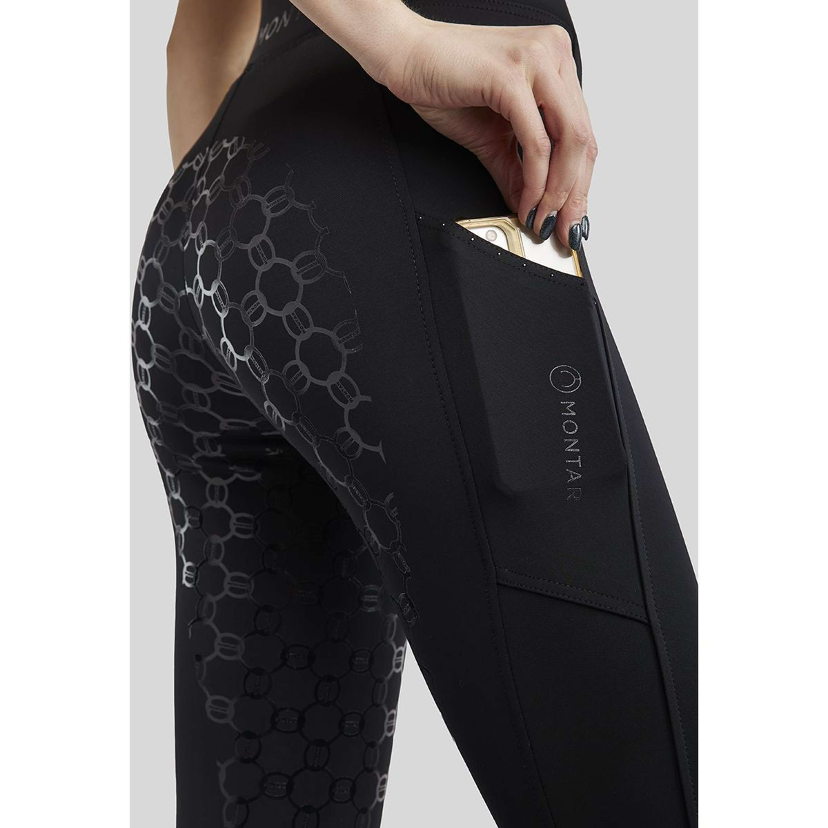 Montar Reitleggings MoChain Deco Full Grip Schwarz