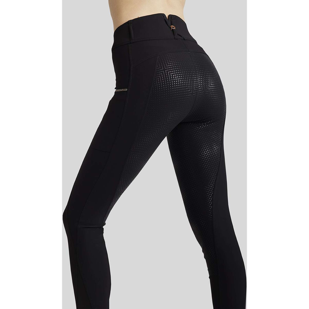 Montar Reitleggings Mirella Rosegold Crystals Full Grip Schwarz