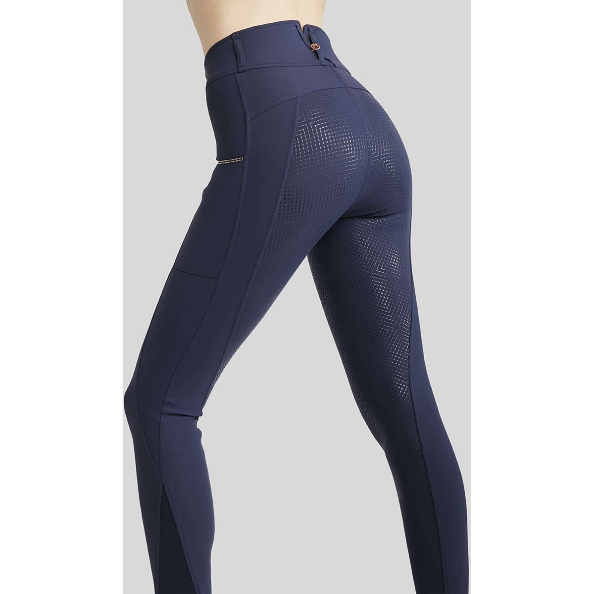 Montar Reitleggings Mirella Rosegold Crystals Full Grip Dark Navy