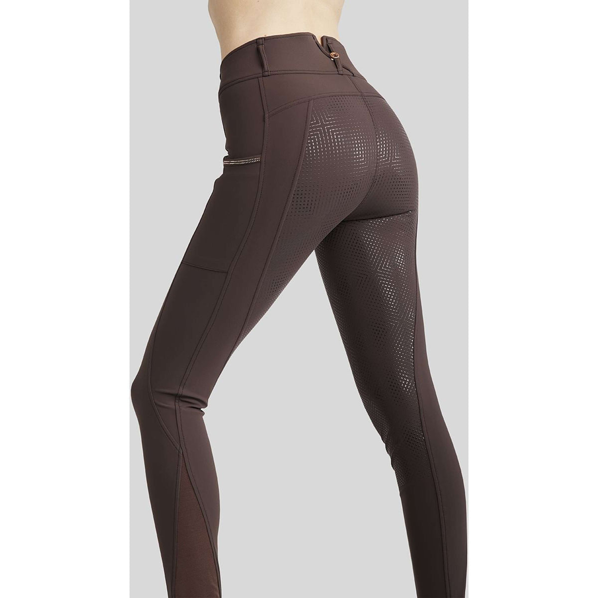 Montar Reitleggings Mirella Rosegold Crystals Full Grip Braun