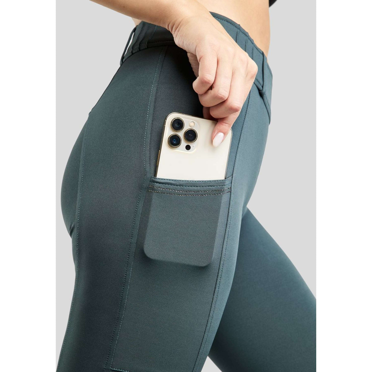 Montar Reitleggings MoZuna Gun Metal Crystals Full Grip Dark Slate