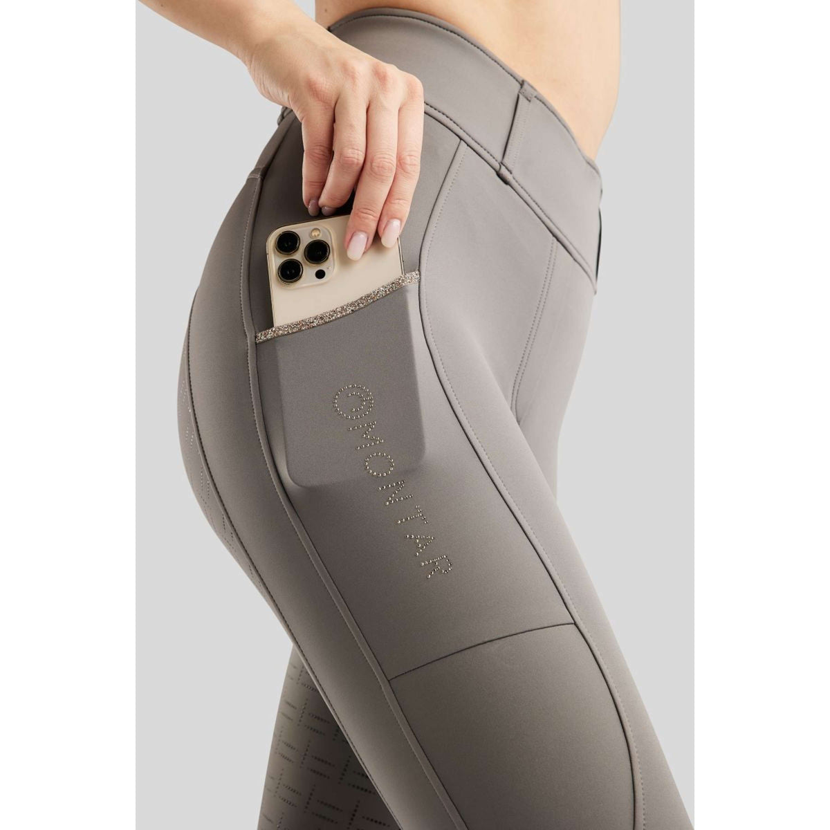 Montar Reitleggings MoLila Champagne Crystals Full Grip Grau