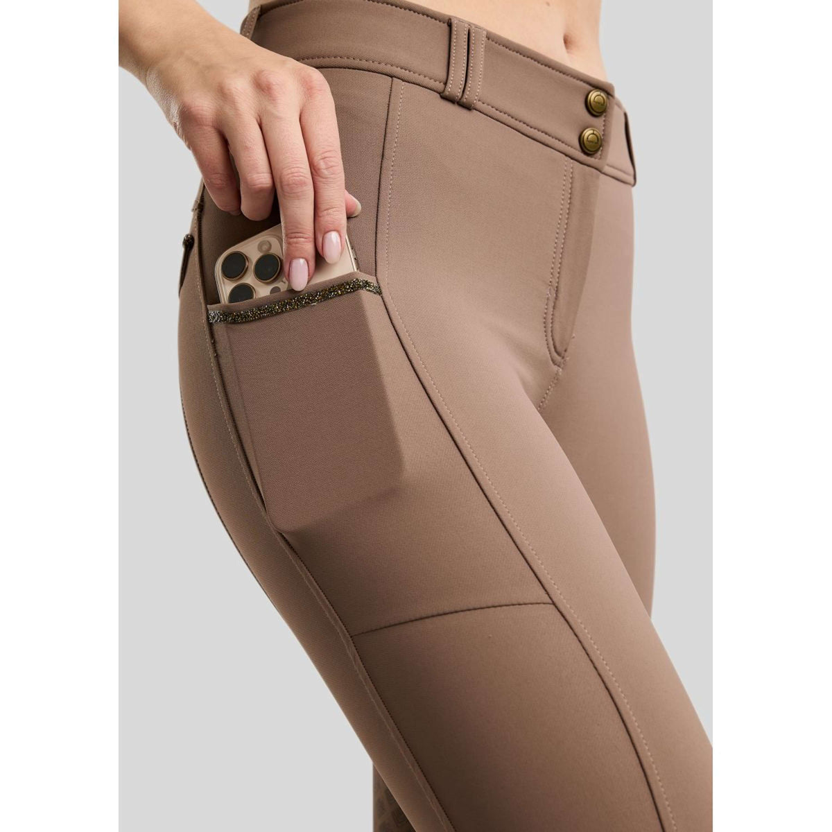 Montar Reithose MoVeronica Golden Quartz Full Grip Nougat Brown