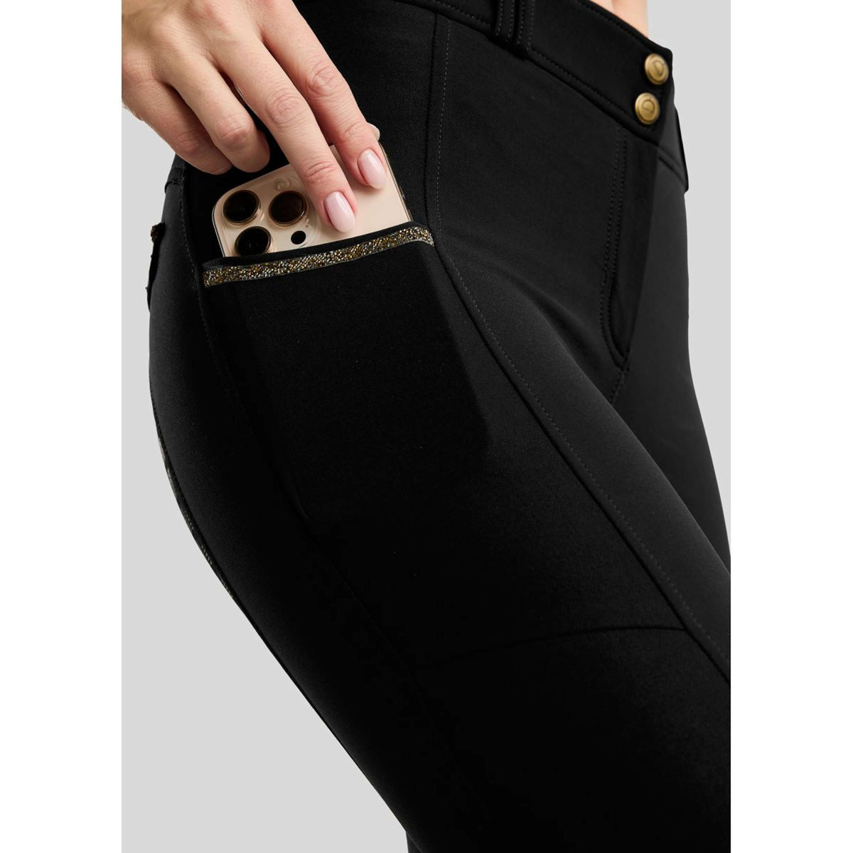 Montar Reithose MoVeronica Golden Quartz Full Grip Schwarz