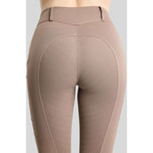 Montar Thermo-Reitleggings MoAddie Hybrid Gun Metal Logo Full Grip Nougat Brown