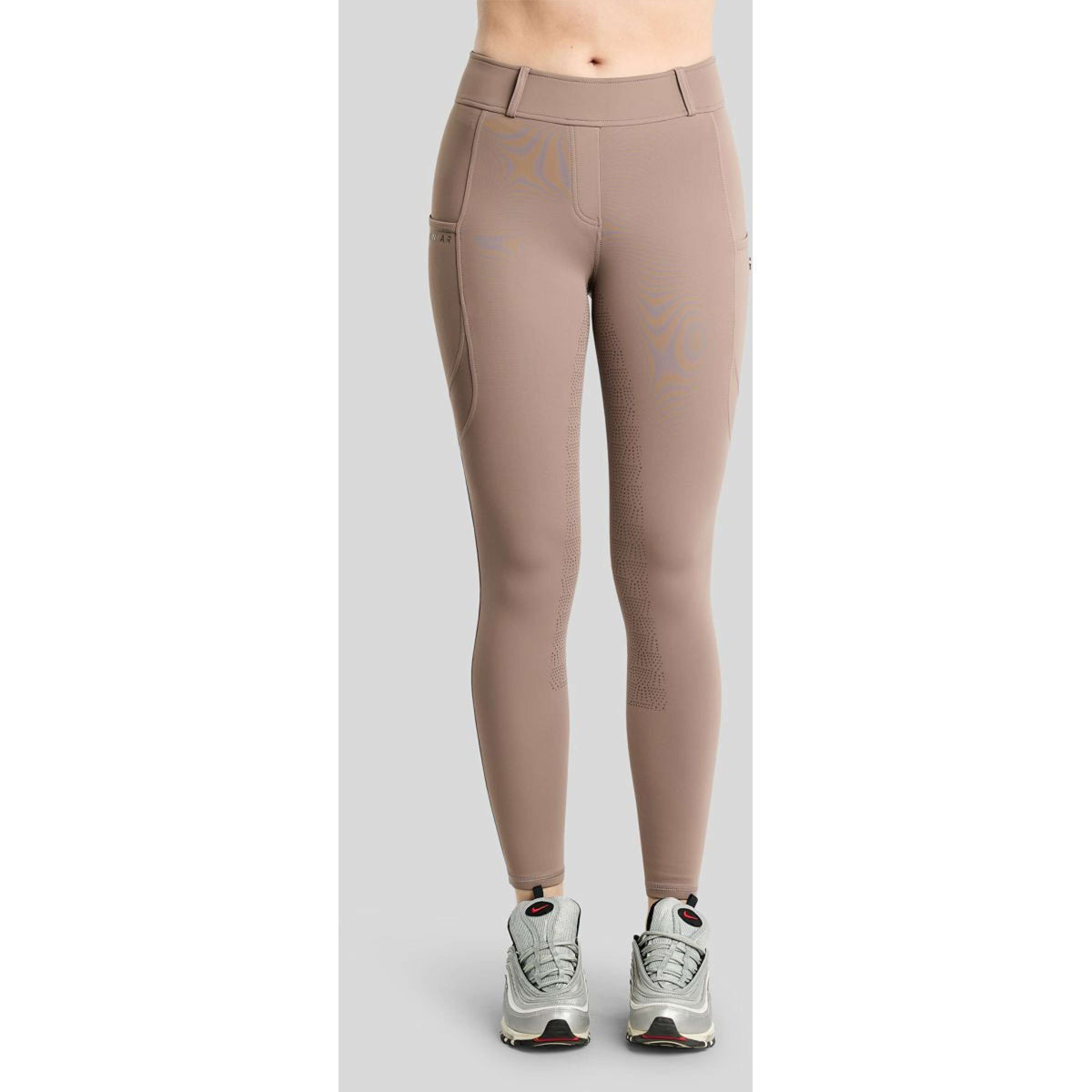 Montar Thermo-Reitleggings MoAddie Hybrid Gun Metal Logo Full Grip Nougat Brown