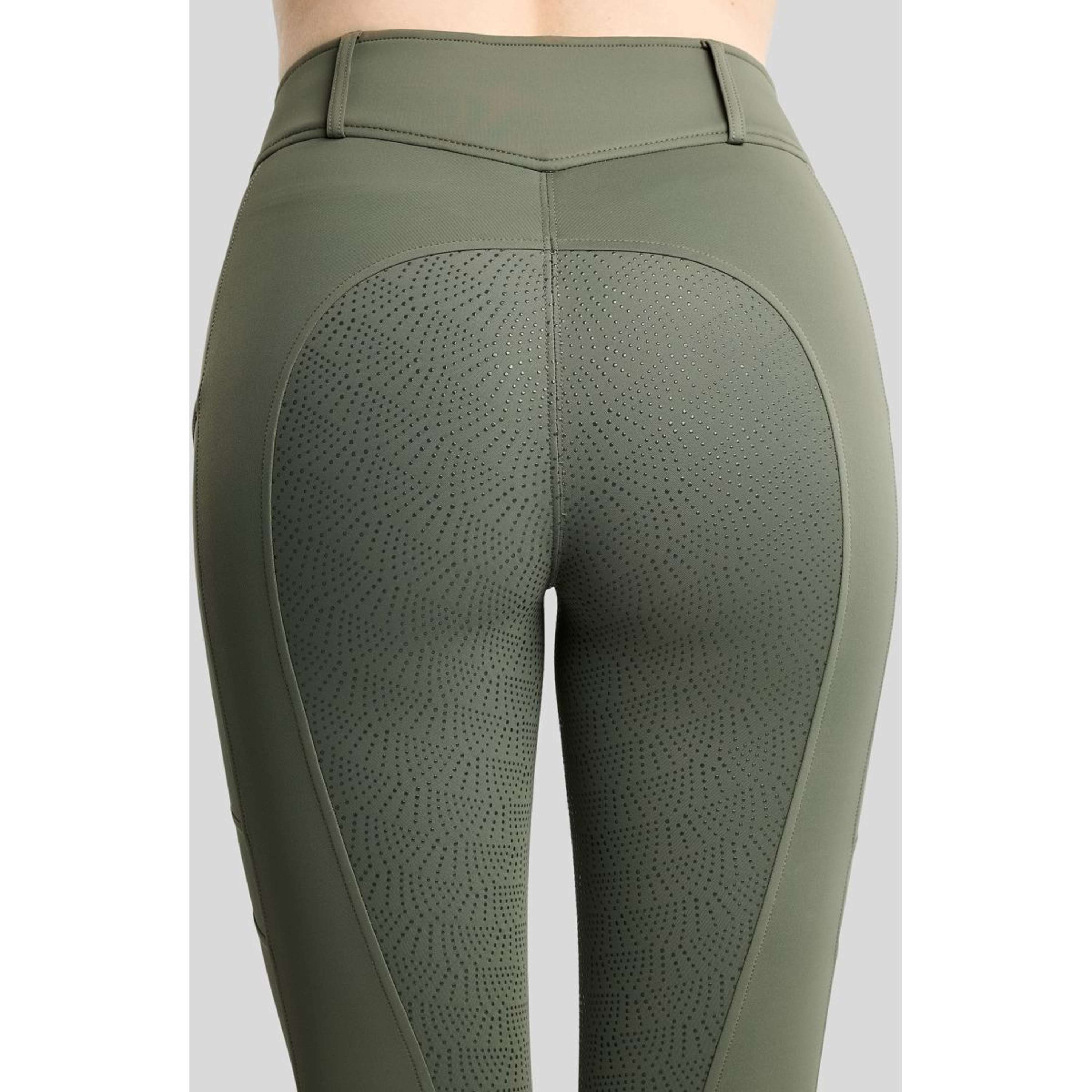 Montar Thermo-Reitleggings MoAddie Hybrid Gun Metal Logo Full Grip Forest Green