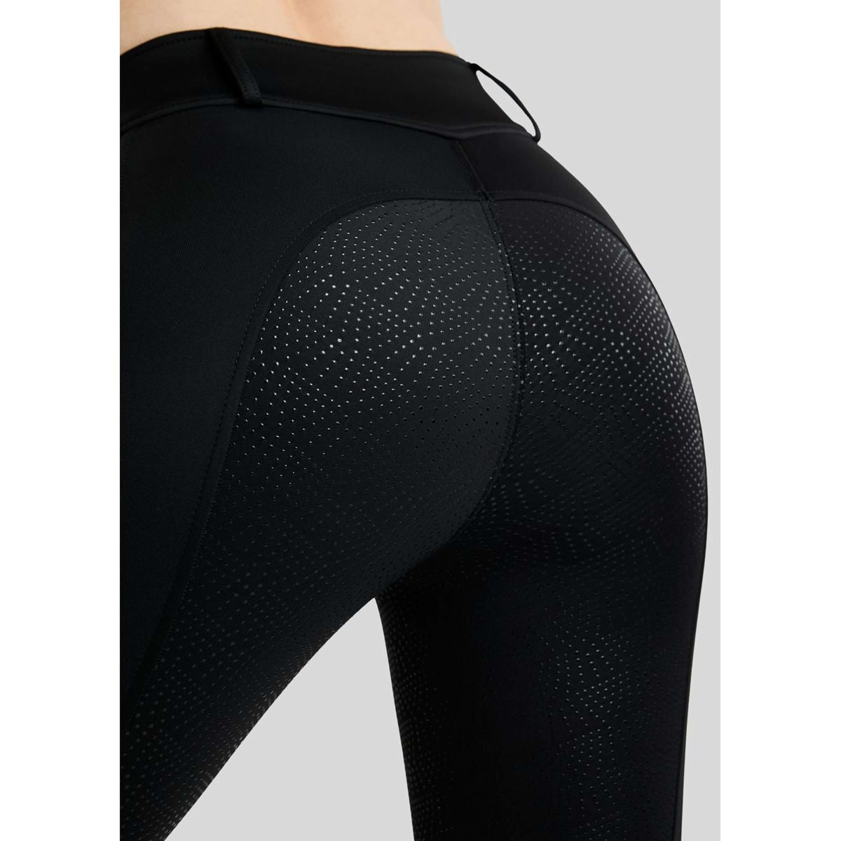 Montar Thermo-Reitleggings MoAddie Hybrid Gun Metal Logo Full Grip Schwarz