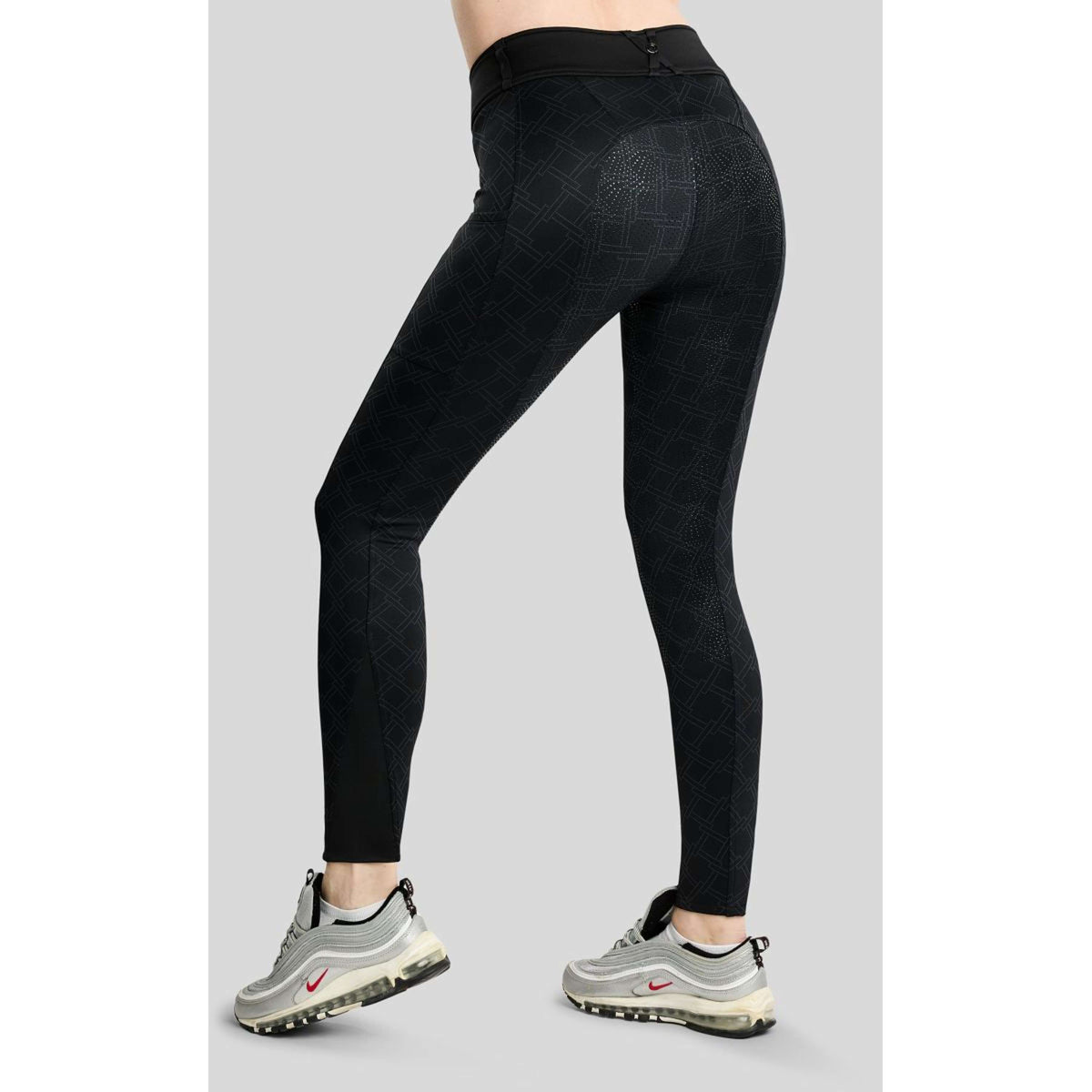 Montar Thermo-Reitleggings MoLeia Lumber Check All Over Printed Full Grip Schwarz