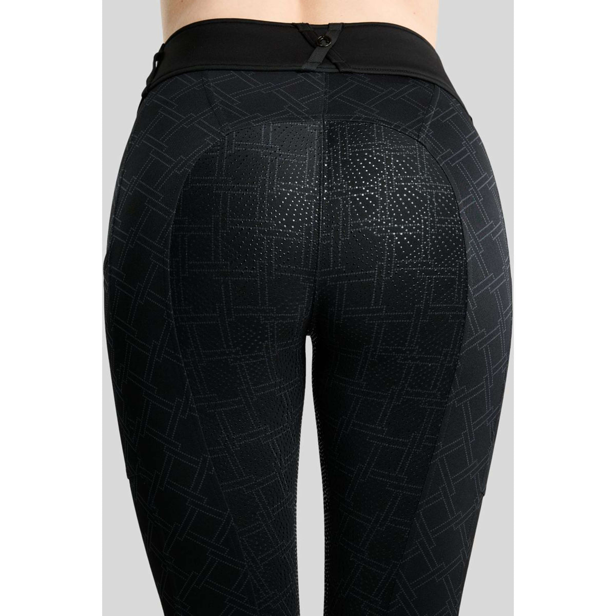 Montar Thermo-Reitleggings MoLeia Lumber Check All Over Printed Full Grip Schwarz