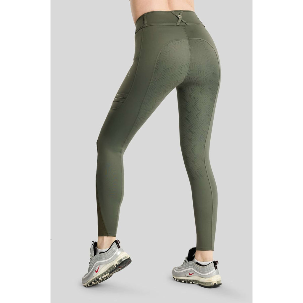 Montar Reitleggings MoWilma Hybrid Pintucks Golden Quartz Crystals Full Grip Forest Green