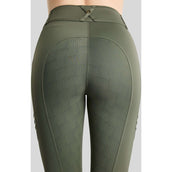 Montar Reitleggings MoWilma Hybrid Pintucks Golden Quartz Crystals Full Grip Forest Green