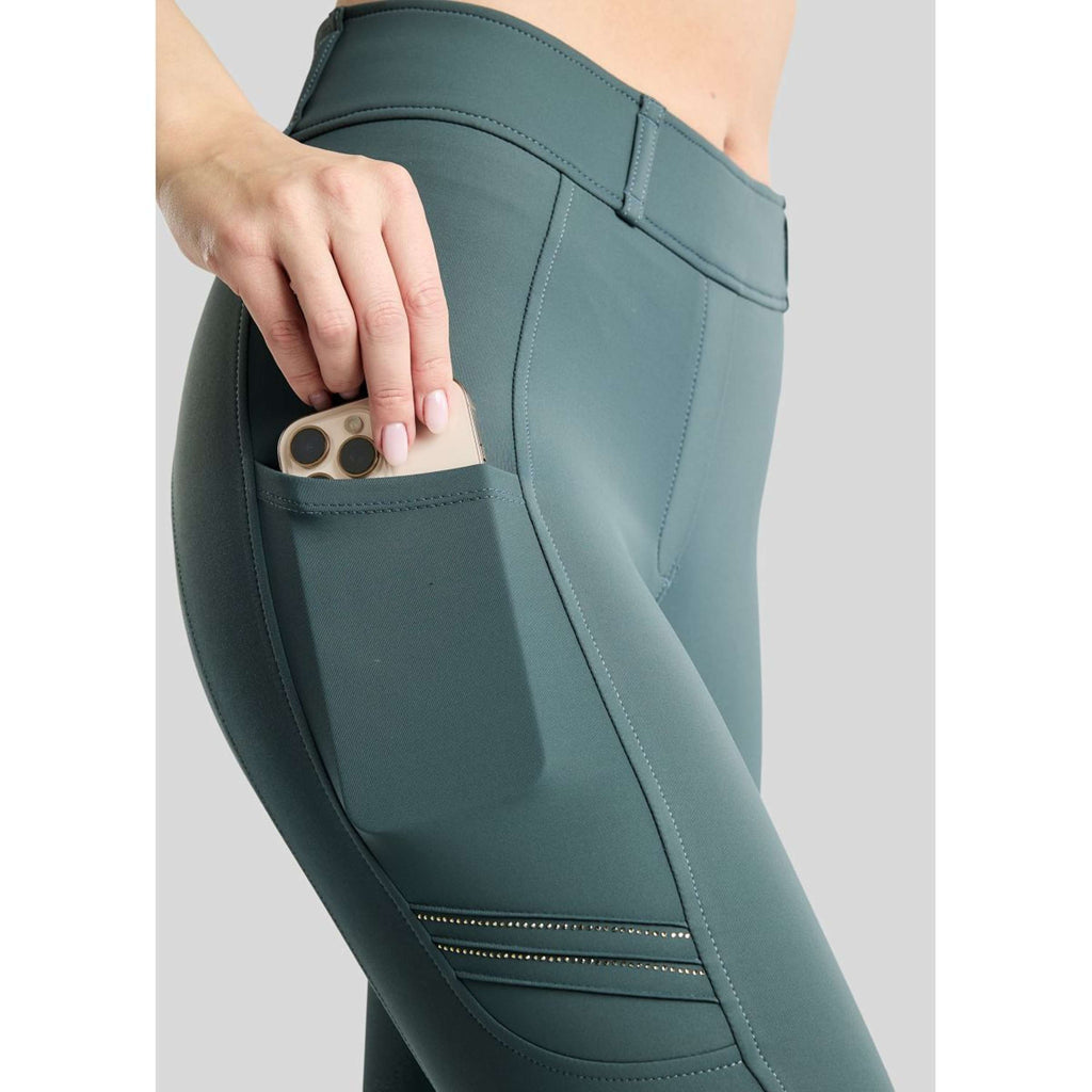 Montar Reitleggings MoWilma Hybrid Pintucks Golden Quartz Crystals Full Grip Dark Slate