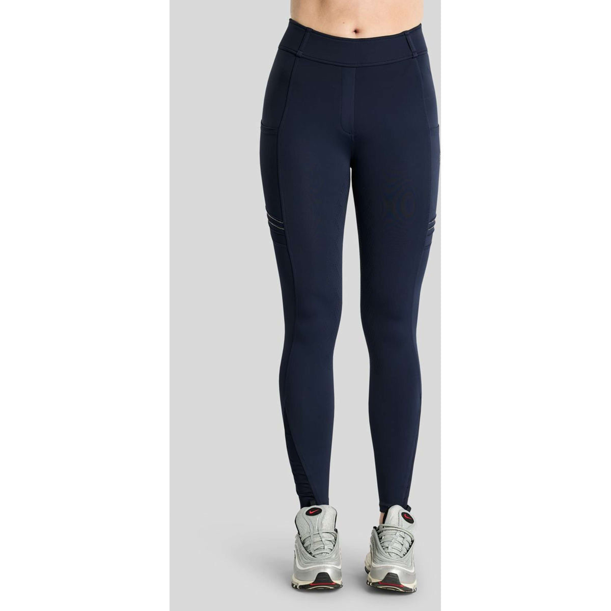 Montar Reitleggings MoWilma Hybrid Pintucks Golden Quartz Crystals Full Grip Navy