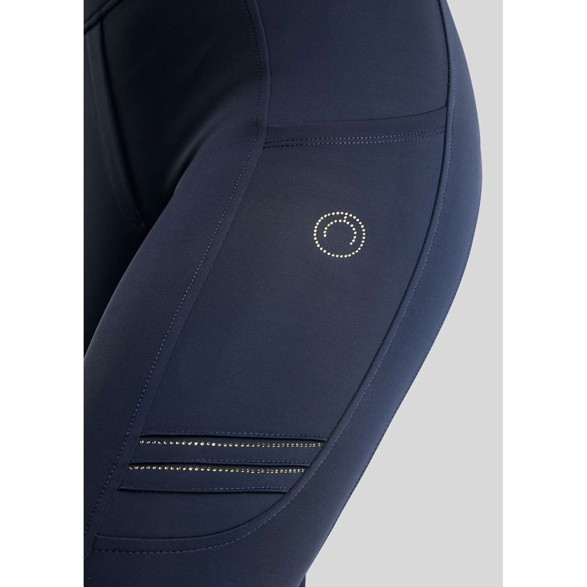 Montar Reitleggings MoWilma Hybrid Pintucks Golden Quartz Crystals Full Grip Navy