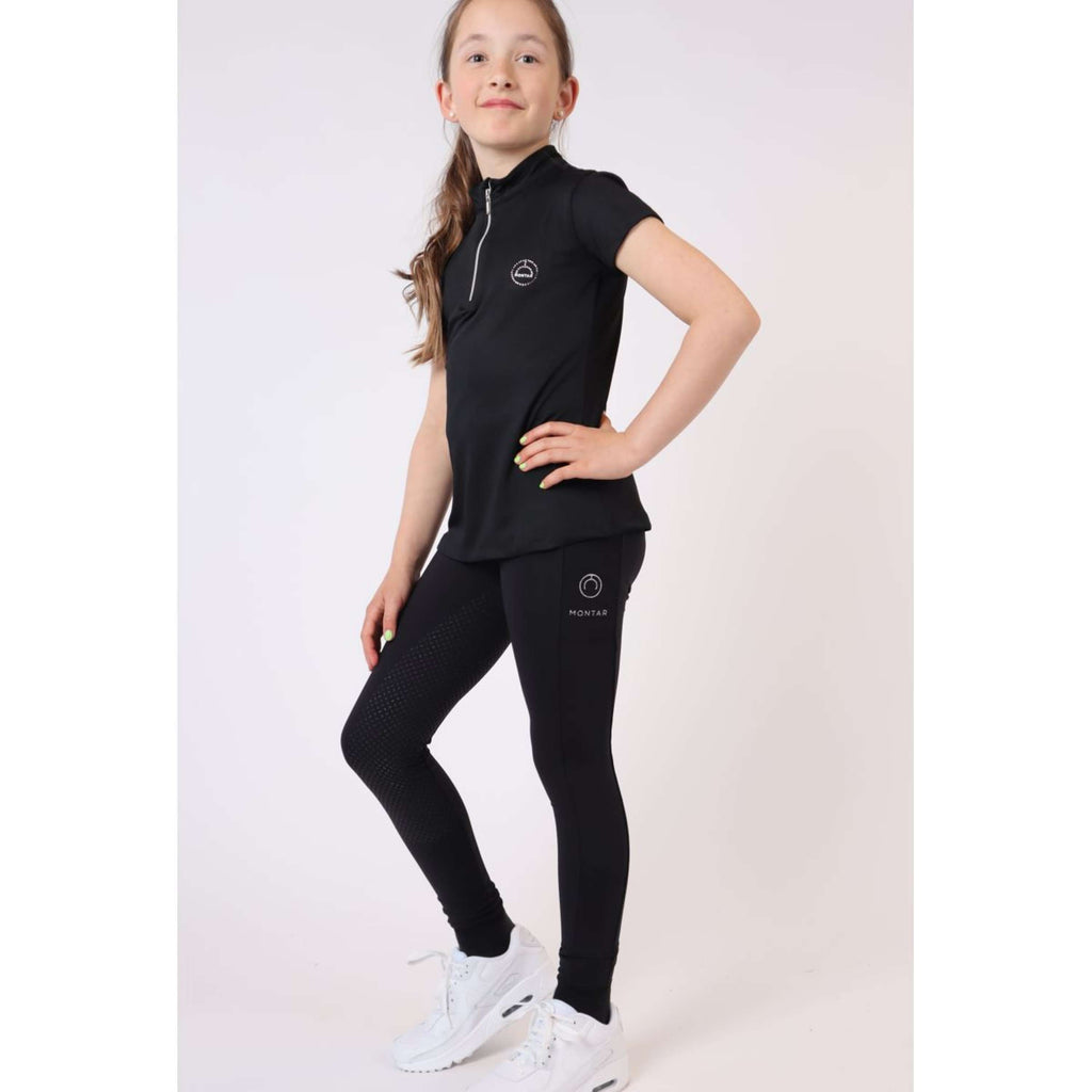 Montar Reitleggings Selena Pull On Junior Full Grip Schwarz