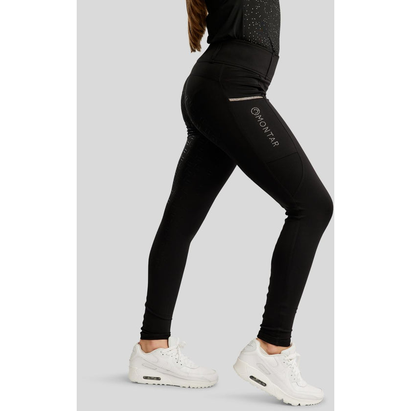 Montar Reitleggings MoLila Champagne Crystals Junior Schwarz