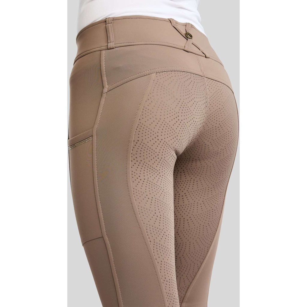 Montar Reitleggings MoWilma Hybrid Pintucks Golden Quartz Crystals Full Grip Nougat Brown