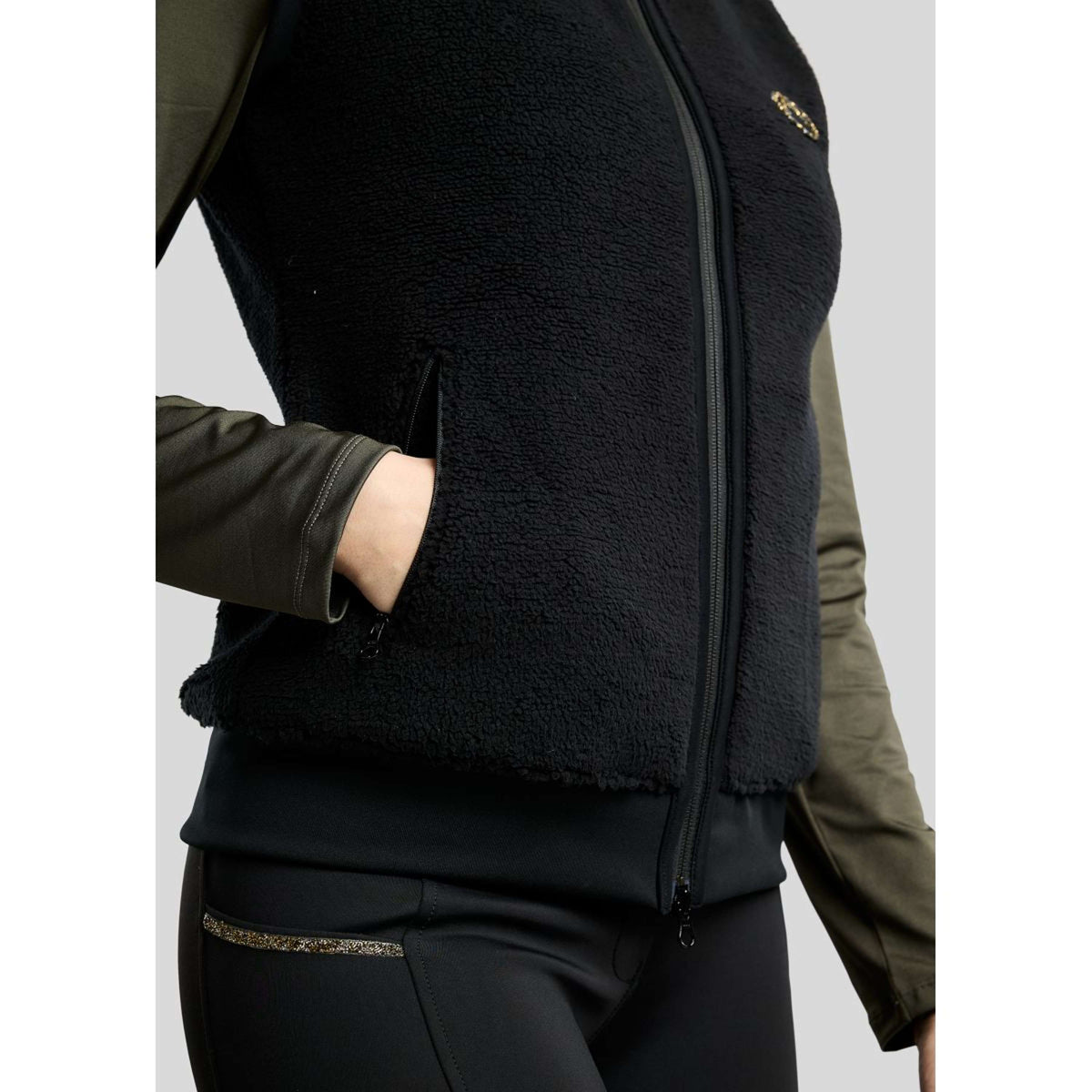 Montar Weste MoEbba Teddy Pile Golden Quartz Schwarz