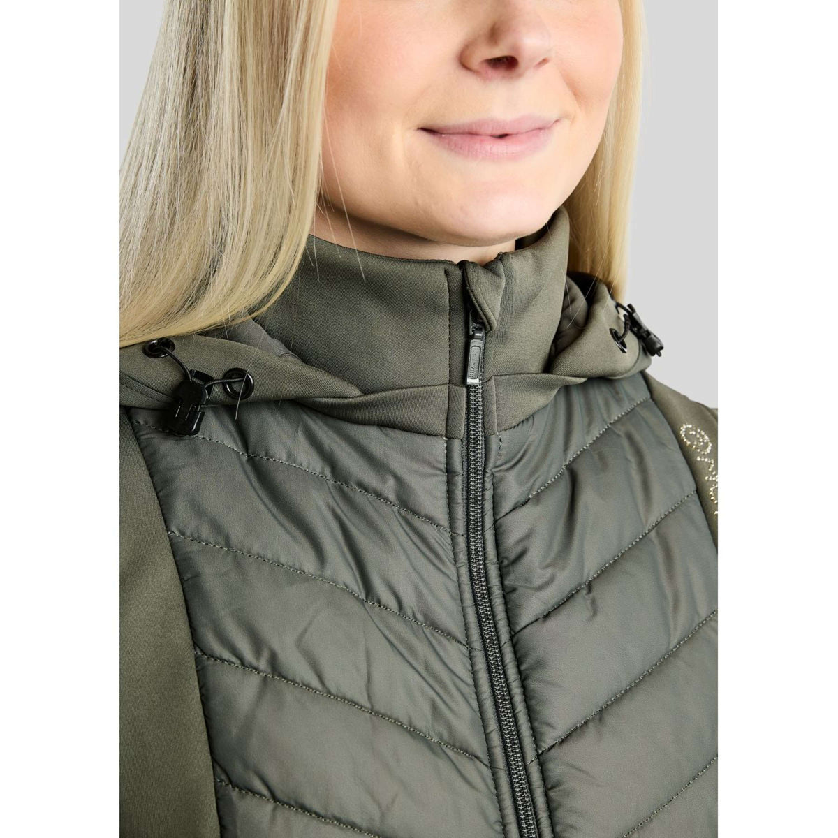 Montar Weste MoEverline Hybrid Detachable Hood Golden Quartz Crystals Forest Green